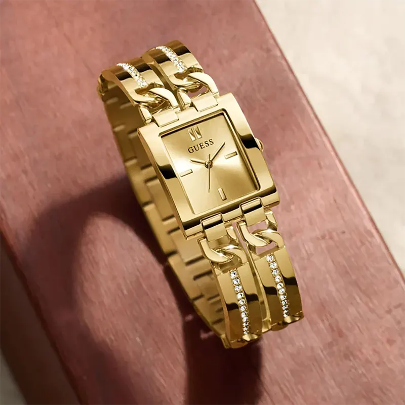 Guess Mod Champagne Dial Goldish Ladies Watch- GW0668L2